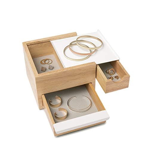 Umbra Mini Stowit Jewelry Box - Modern Keepsake Storage Organizer with Hidden Compartment Drawers