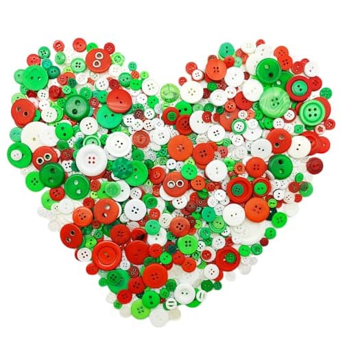 600700Pcs Christmas Buttons for Crafts Bulk Mixed Red Green White Craft Button Assorted Sizes Christmas Buttons for Crafting Sewing DIY Art Decor