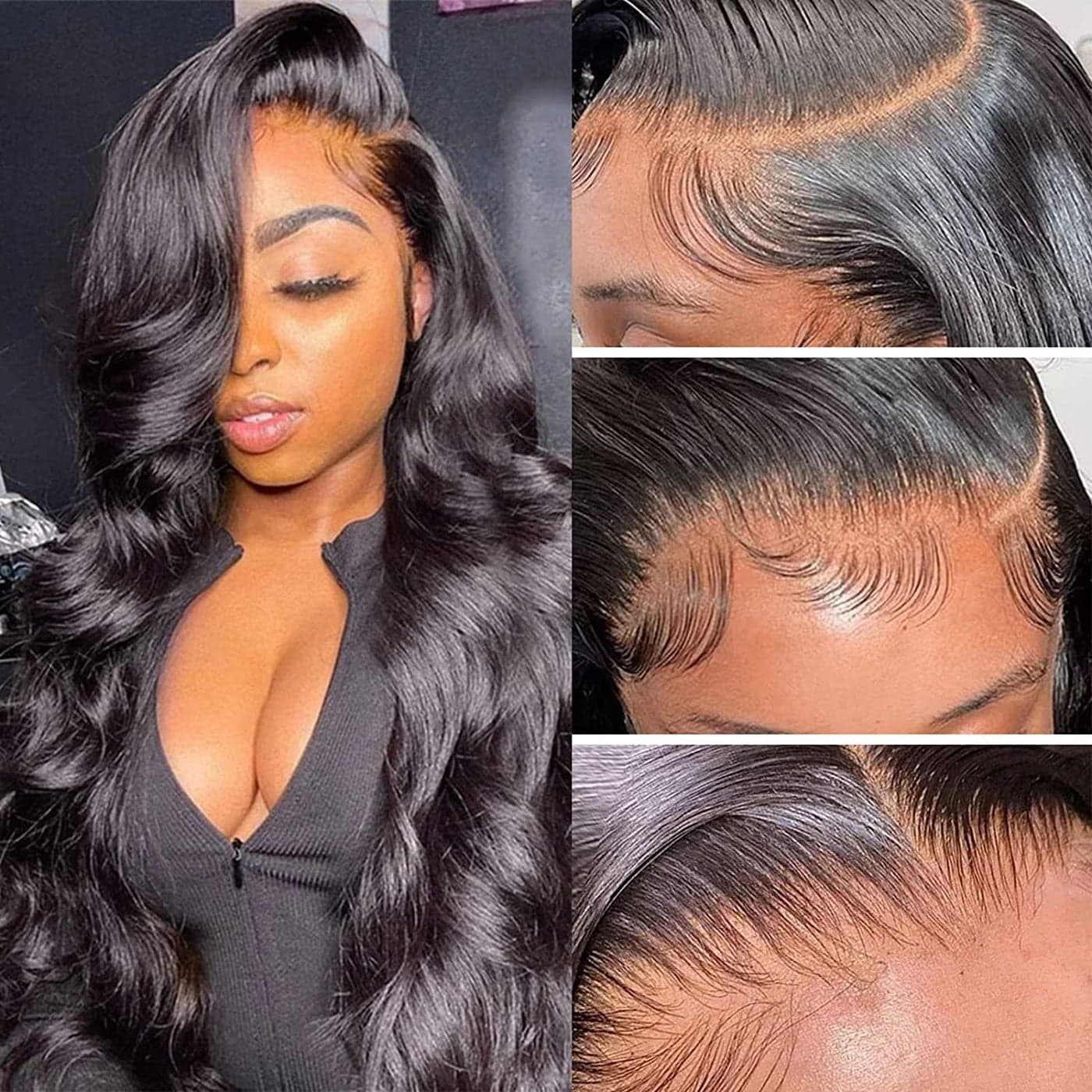 Aicrelery 28 Inch 13x6 Body Wave Lace Front Wigs for Women Human Hair 13x6 HD Lace Front Wigs Human Hair Pre Plucked Bleached Knots With Baby Hair 180 Density Body Wave Frontal Wig Natural Color