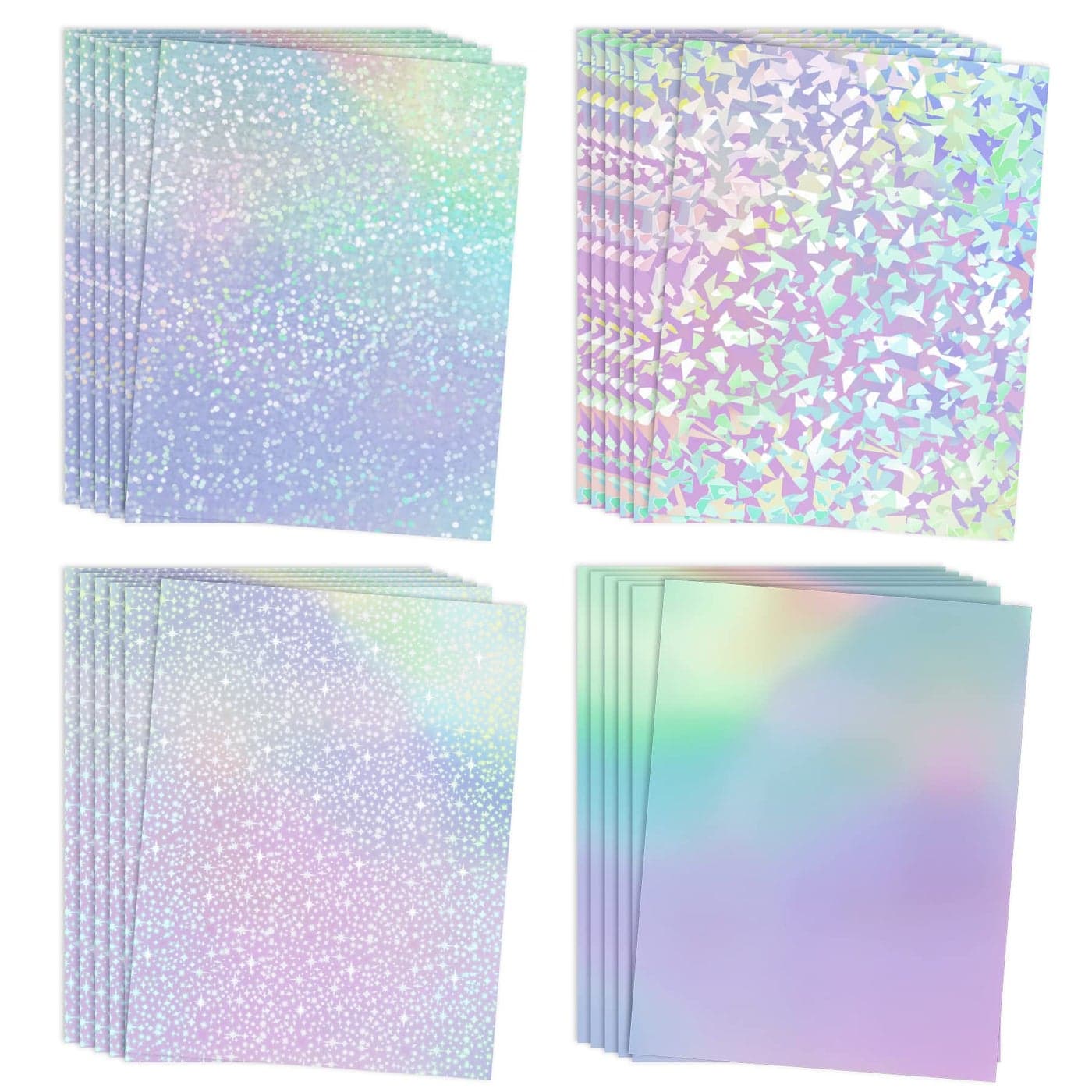 Koala Holographic Laminate Sheets A4 Clear SelfAdhesive Sticker Paper 25 Sheets Transparent Waterproof Overlay for Stickers Gem Dot Rainbow Star Patterns