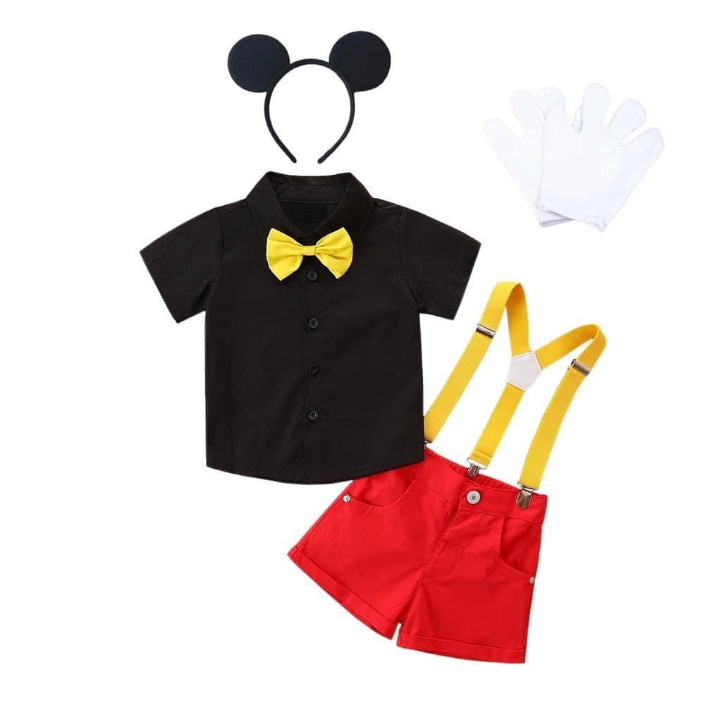 Dressy Daisy Baby Boys Mouse Halloween Costume Suspenders Suit Fancy Party Dress Up Set with Mouse Ears and Gloves Size 1218 Months