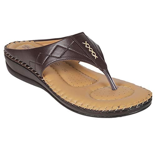 HEALTH FIT Ortho Slippers-Dr Sandals for Women Suitable for Knee Pain, Diabetic & Orthopedic Footwear for Women HF356 Brown-6