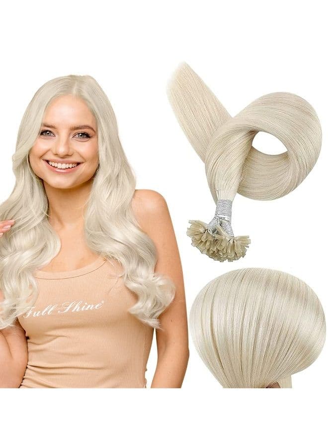 U Tip Hair Extensions Keratin Human Hair 14 Inch Nail Tip Hair Extensions Color 1000 White Blonde Fusion Tip Remy Hair 50 Strands 40 Gram Pre Bonded Hair Extensions