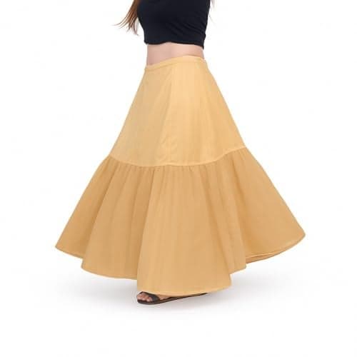 SEER Cancan Skirt for lehanga Cotton Cancan Petticoat, Hoopless Underskirt for Lehenga and Gown, Floor Length, Free Size Waist, Peach Petticoat with Skin can can