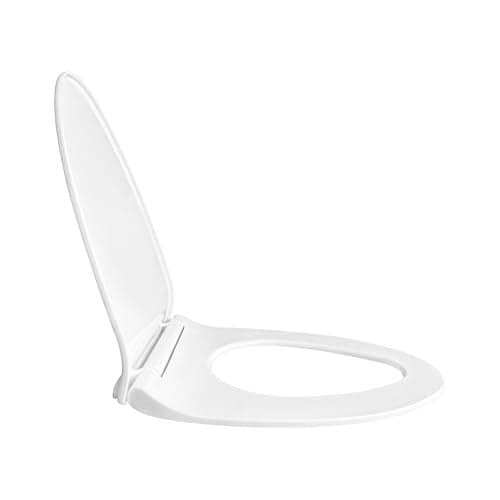TAXAN Sharp Oval Toilet Seat Cover (44.5cm x 34.5 cm) | Hydraulic Soft Close Mechanism | Heavy Duty Polypropylene Western Commode Seat with DIY Installation Kit | Glossy White Finish