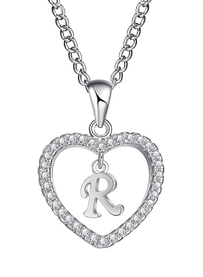 Concise Hollowed Heart Alphabet Chain Pendant