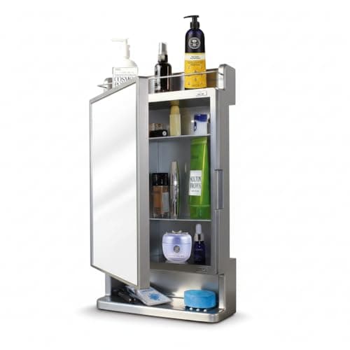 BRANCO Bathroom Cabinet with Mirror | Storage Organiser | Strong Plastic Bathroom Shelves Wall Mounted | Mirror Cabinet (Metallic Grey)