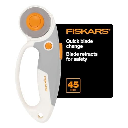 Fiskars Loop Rotary Cutter, Titanium 45mm Blade, Ideal for Cutting Multiple Layers, For Fabric, Felt, Vinyl and Crafts, Softgrip Handle