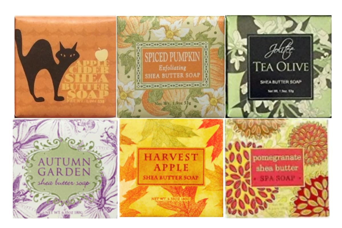 Greenwich Bay Trading Company Spring Garden Bloom Flower Shea Butter Soap Gift Set Floral Shea Butter Soap Set of Six Luxurious Moisturizing and Perfect for Gifting 19oz Fall