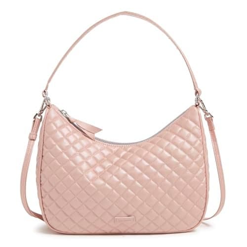 Vera Bradley Cotton Frannie Crescent Crossbody Purse, Rose Quartz