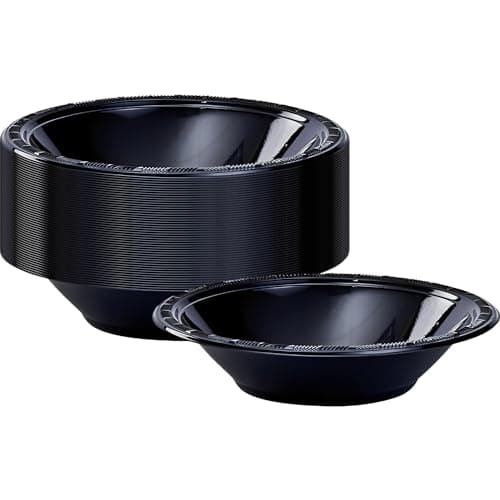 Hanna K. Signature Collection Black Plastic Bowl - 15 Oz (1 Count) -Bold, Chic & Stylish Design - Leak-Proof & Durable - Perfect For Parties, Events &Everyday Use