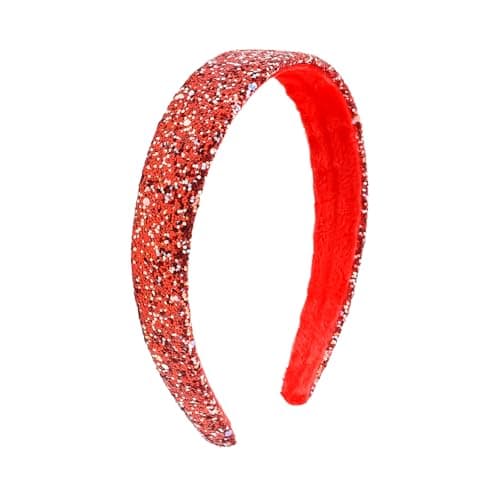 Totelux Christmas Glitter Headband Soft Wide Hair Band Sparkly Sequins Red Hair Accessories for Women Girls Festive Cosplay Costume Christmas Headdress Party Supplies