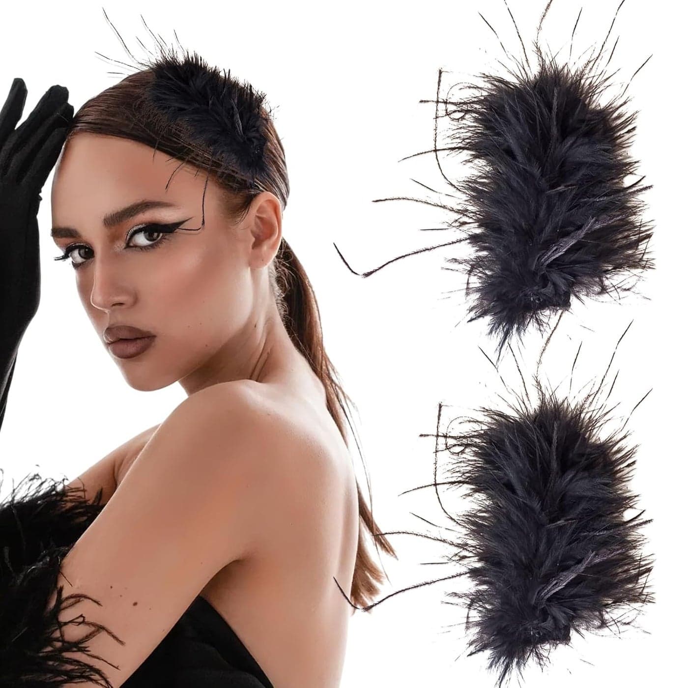 2 Pcs Feather Hair Clips Black Swan Dark Angel Fashion Feather Hairpins for Women Girls Cosplay Show Dancing Party Halloween Costume Hair Accessories