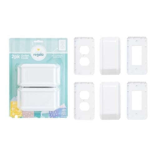 Home Safety White Outlet Cover Box, Award-Winning Brand, Child Safety, Includes Cover for Outlet or Light Switch, White