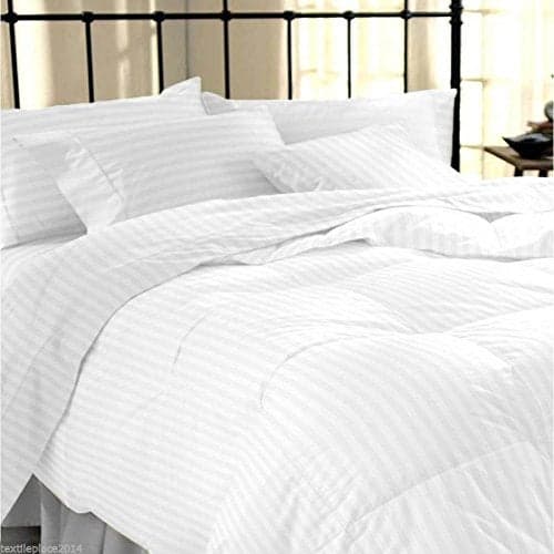 Jaipur Linen Set of 6 Double King Size Bedsheet with 12 Pillow Covers 108 x 108 inch 300 TC 100 Cotton Satin Plain Premium Platinum Superior Elegant Solid Stripes Pure Cotton Bedsheet for Home Regular Use Hotel UseWhite