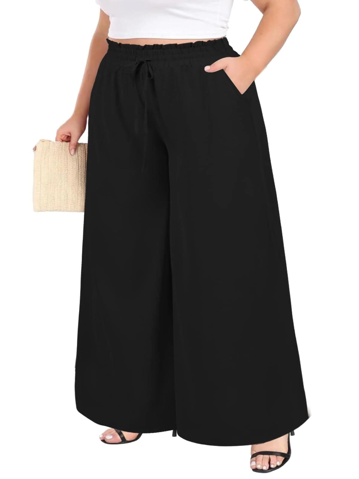 Stars and You Rayon Plus Size Palazzo for Women (in, Alpha, 8XL, Black)