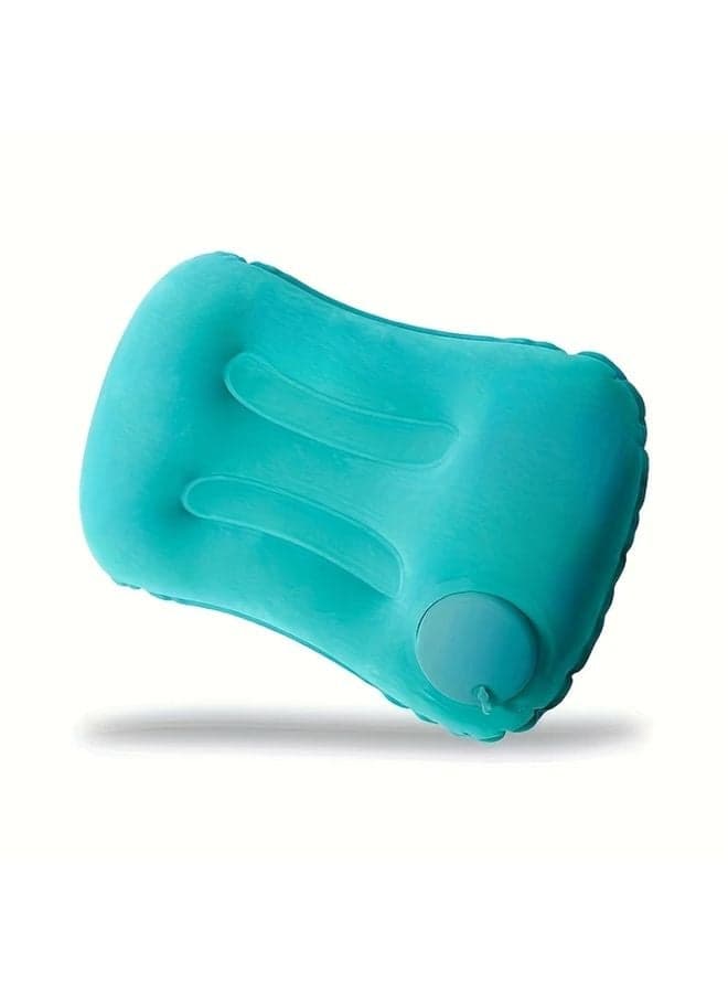 Peacock Blue Inflatable Travel Neck Pillow Portable Foldable Waist Support For Office Car