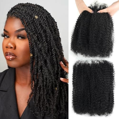 poetically 16 Inch Afro Kinky Curly Human Hair Afro Kinkys Bulk Human Hair 2 Bundles 100Packs Kinky Twist Hair Curly Hair Extensions for Dreadlocks Loc RepairTwists