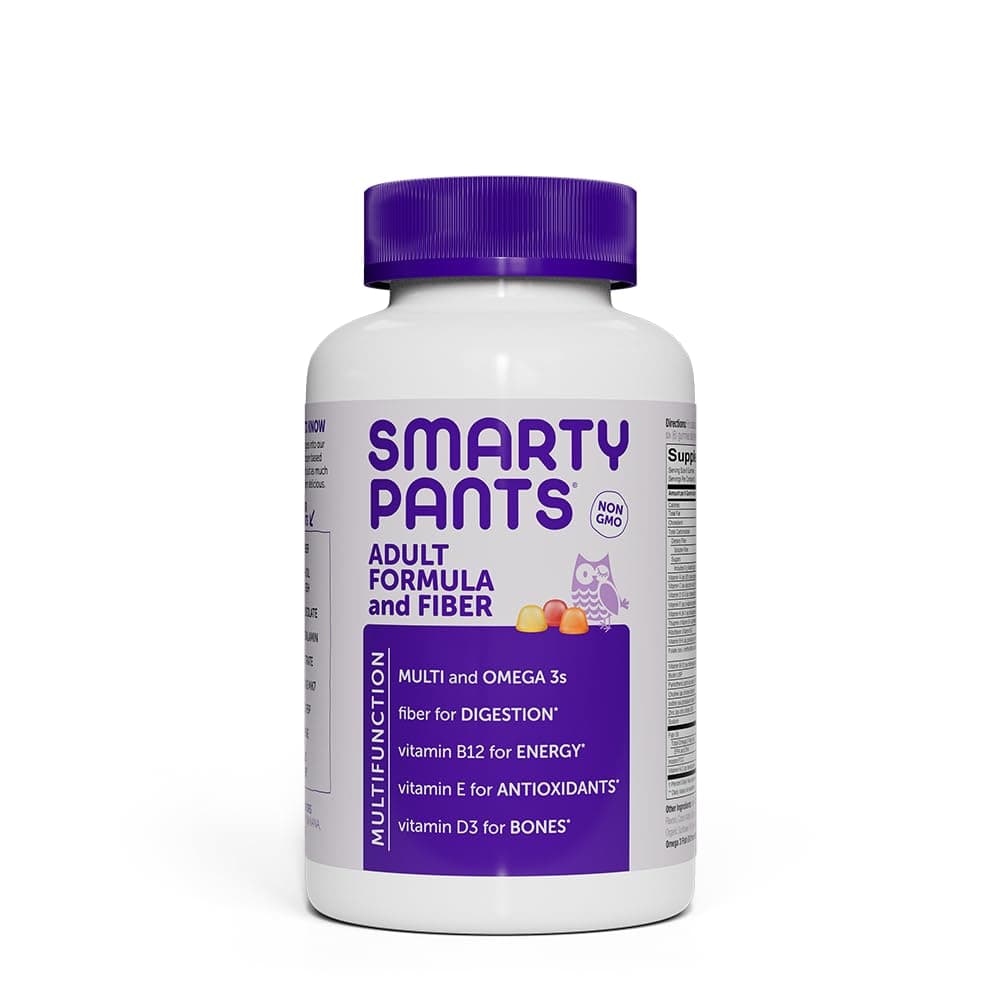 SmartyPants Fiber Supplement Multivitamin for Men Women Multivitamin Fiber Gummies with Vitamin D3 C Vitamin B12 B6 A K Zinc Omega 3 Fish Oil EPADHA Biotin 180 Count 30 Day Supply