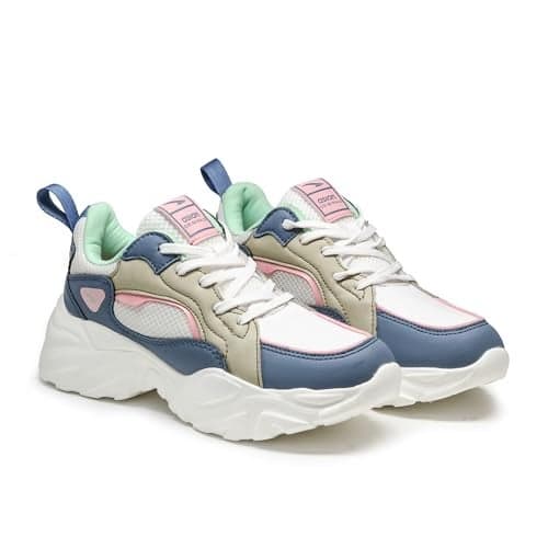 ASIAN Women BLOSSOM-12 Running and Casual wear Running Shoes with Laces, Lightweight and Comfortable Shoes Gym and Sports Shoes for Women & Girls with Stylish Design (WHTPISTSLT) -UK 8