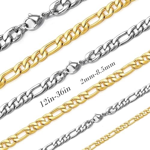 SANNYRA Figaro Chain for Men, Mens Chain Necklaces, Stainless Steel 5mm 22inches Necklace for Women