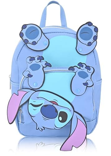 Fast Forward Stitch 10" Unisex Mini Backpack, Cute PU Leather, Movable Arms & Feet, Perfect for Lilo & Stitch Fans