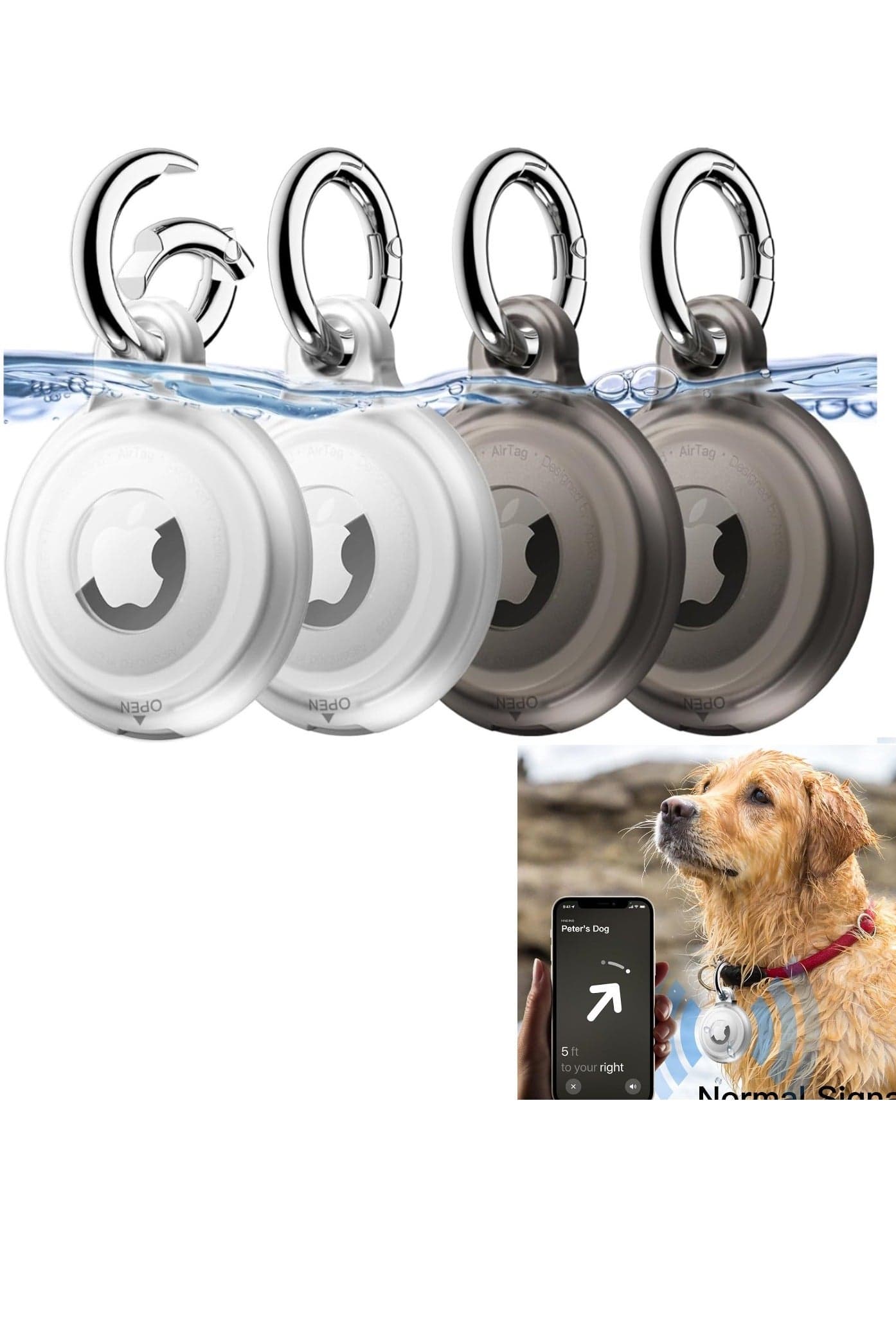 4 Pack Silicone Airtag Holder Key Ring Cases IPX8 Waterproof Airtag Keychain For Apple Airtag Anti-Scratch Airtag Case Item Finders Tracker Accessorie For Pet Wallet Keys Pet Collar Luggage Bags