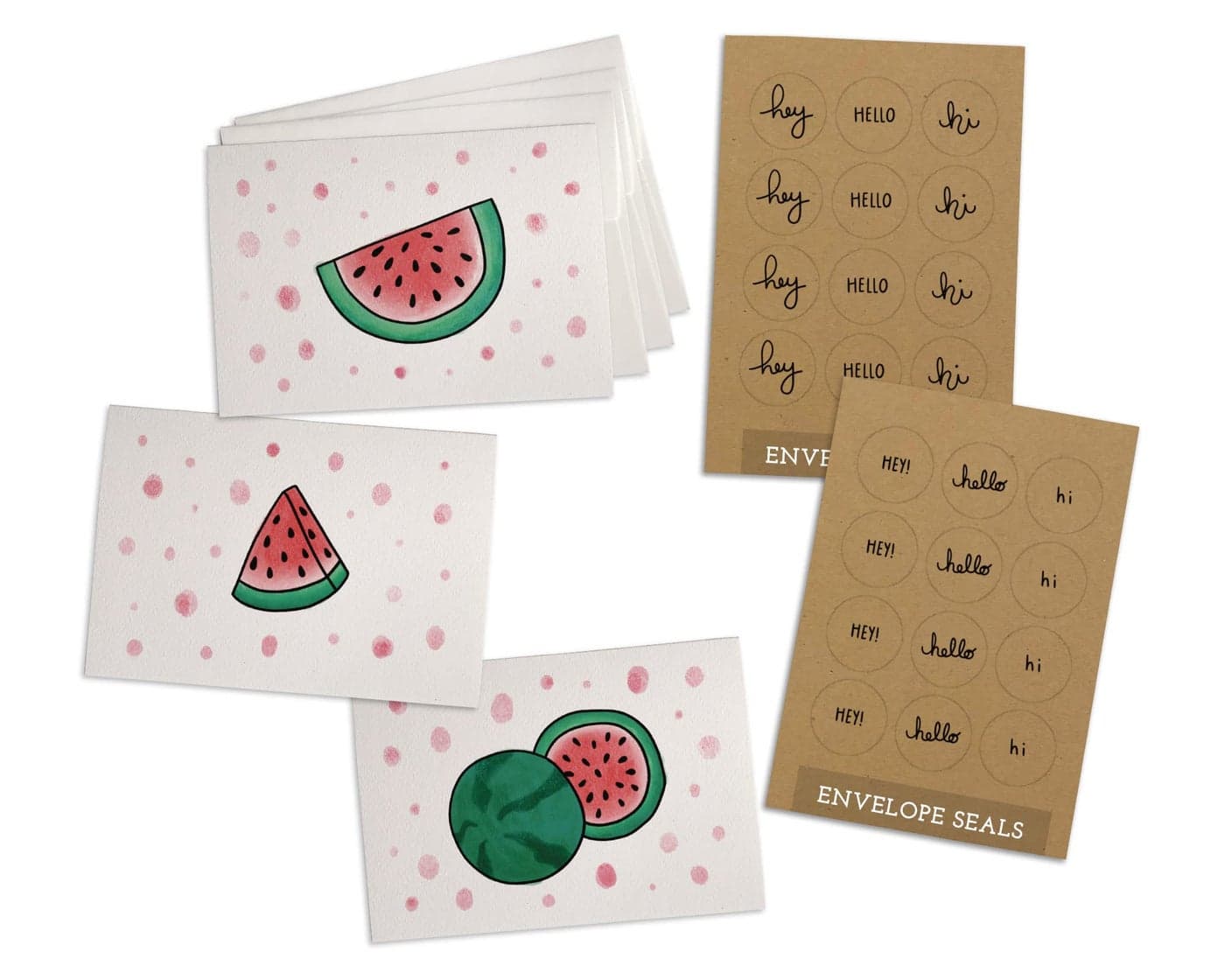 Sugartown Greetings Delicious Red Watermelon Note Cards Set - 24 Cute Note Cards with Envelopes & Kraft Seal Stickers - Watermelon Thank You Cards for Bridal Shower, Baby Shower, & Summer