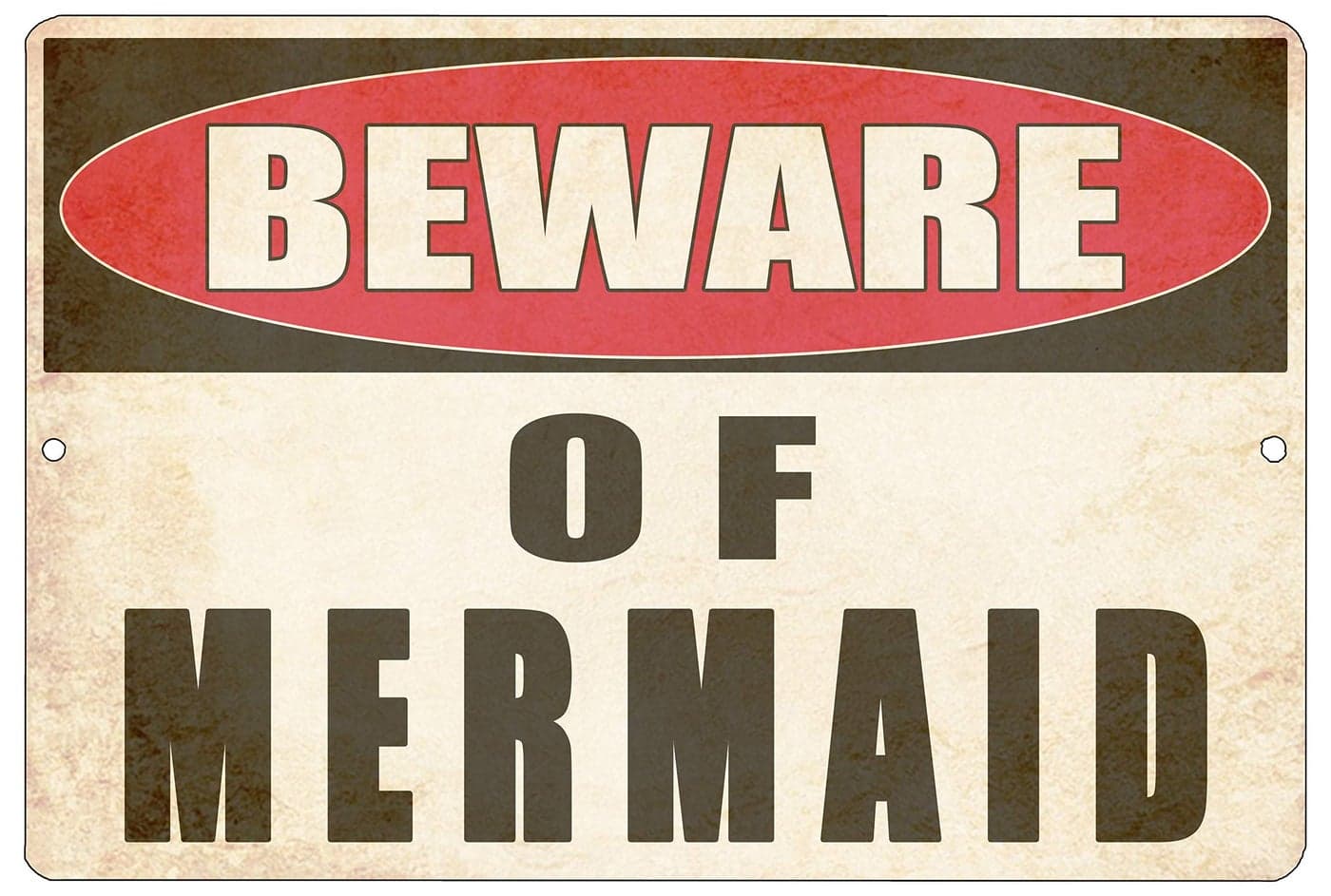Rogue River Tactical Funny Sarcastic Metal Tin Sign Wall Decor Girls Bedroom Swimming Pool Wall Warning Beware of Mermaid
