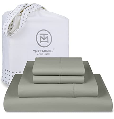 Threadmill Luxury 800 Thread Count King 100 Cotton Sheets Moonrock Grey Sateen Weave BedSheets Better Than Egyptian Cotton 4 Pc Solid Soft Bed Set Fits 16 Deep Pocket
