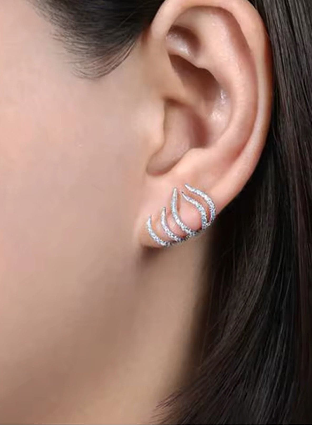 Luxury Elegant Silver Plated Earrings For Women Inlaid With High Quality Zirconia