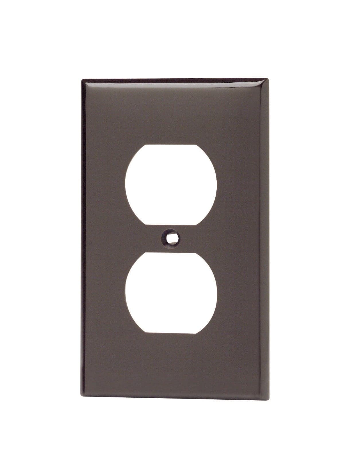 Leviton 1-Gang Duplex Device Receptacle Wallplate, Standard Size, Thermoplastic Nylon, Device Mount, 80703, Brown