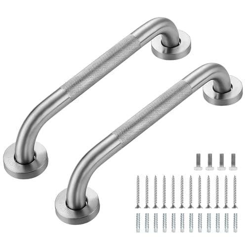 Grab Bars for Shower 2 Pack 12Inch Anti Slip Shower Handles for Elderly Safety Shower Grab Bar Stainless Steel Handicap Grab Bars for BathroomToilet Brushed Nickel 1 Diameter