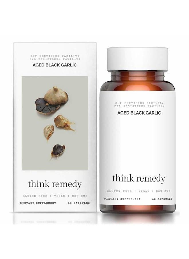 Aged Black Garlic Capsules - Garlic Pills - Less Odor - 60 Capsules - Allium Sativum Supplement - More Effective Than Allicin