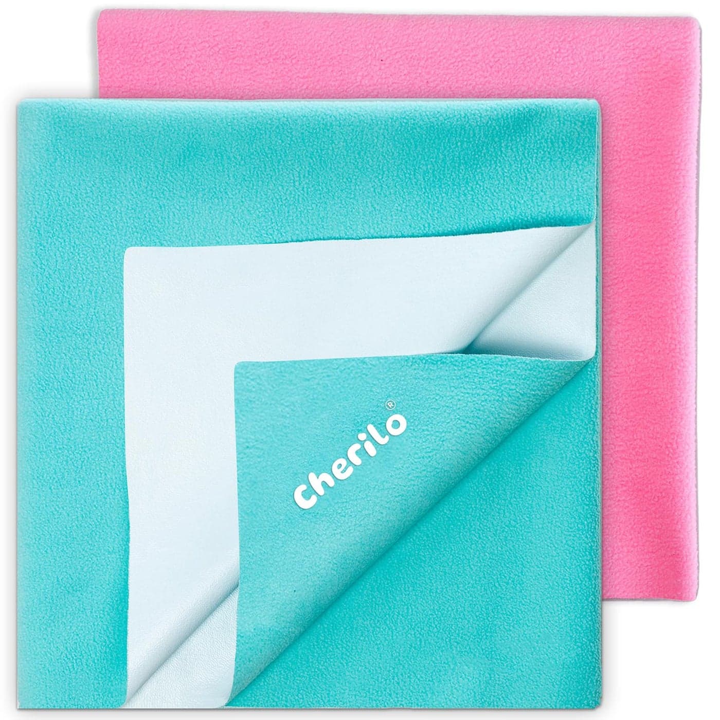 Cherilo Instadry Extra Absorbent Baby Dry SheetBed Protector Large Pack of 2Pink Sea Green