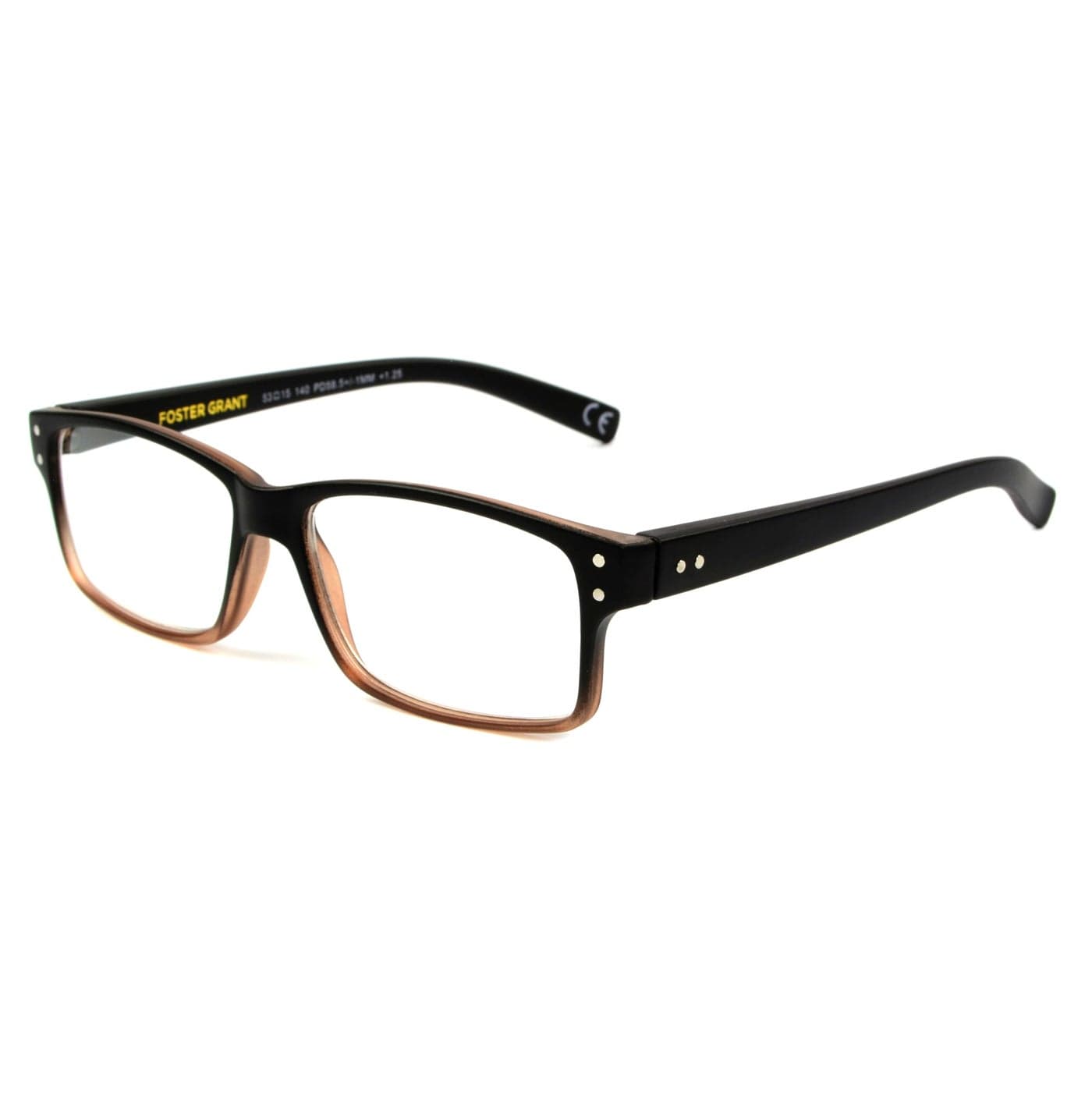 Foster Grant Mens Thomson Rectangular Reading Glasses BrownTransparent 59 mm US