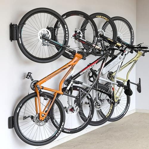 monTEK Swivel Bike Wall Mount Bike Hangers for Garage SpaceSaving Vertical Bike Rack Sturdy Bike Storage Rack Holds Up to 66lbs Easy to Install 4 Pack