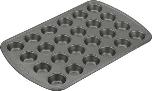 GoodCook 24-Cup Mini Nonstick Steel Muffin and Cupcake Pan, 24-Cup Bite-Size Muffin Pan with 1-7/8" Cups, Gray