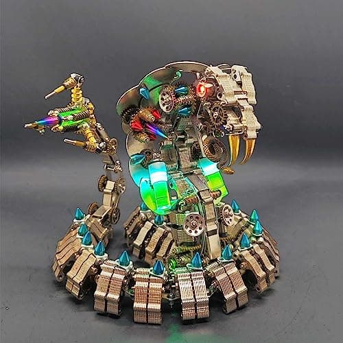 KonHaovF 3D Metal Puzzles for Adults Mechanical King Cobra Models with Light Colorful 3D Metal Model Kits to Build with Tool DIY Assembly Desktop Toys Gifts