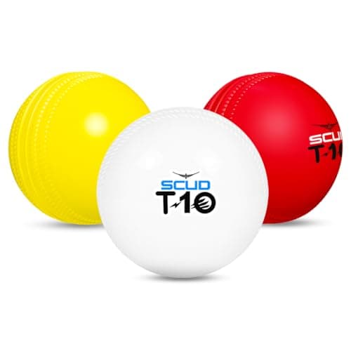 SCUD T10 PVC Wind Ball for Practice | Indoor & Outdoor Soft Training Cricket Ball for Coaching & Daily Practice | Lightweight 80-85 g Durable PVC Construction (Pack of 3pc Balls, Multicolor)