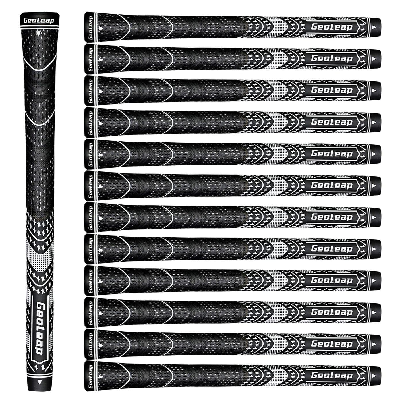 Geoleap Golf Grips Set of 13 Cord Rubber Compound Material Hybrid Golf Club Grips All Weather PerformanceBlack Standard