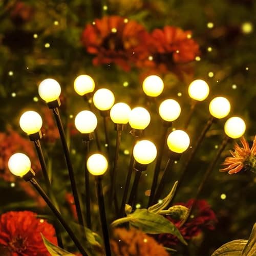 GIGAWATTS 2 pcs Firefly 10 LED Solar Garden Light Automatic Waterproof Lawn Ground Diwali & Festival Decoration Lamp for Outdoor Indoor Backyards Pathways Campgrounds (Pack of 2, Warm White)