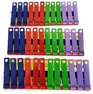 Pmw - Clothes Drying Clips - Pegs - Steel Coated Iron Clips - Rust Free - Pack of 36 - Multi Color
