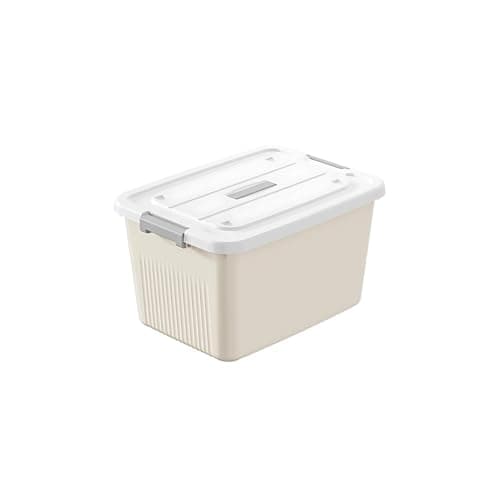 Ash & Roh Plastic Storage Box/Bin/Container with Locking Lid – Sturdy and Versatile Home Organizer, Available in Multiple Size. (1, CREAM, Xl - 33cm X 45cm X 25cm)