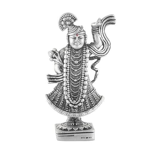 PRD CARATCAFE Silver Shreenath ji Nathdwara Temple Statue | Idol | Murti 25+ GMS Silver 925 Shreenath Bhagwan God Murti for Home Pooja