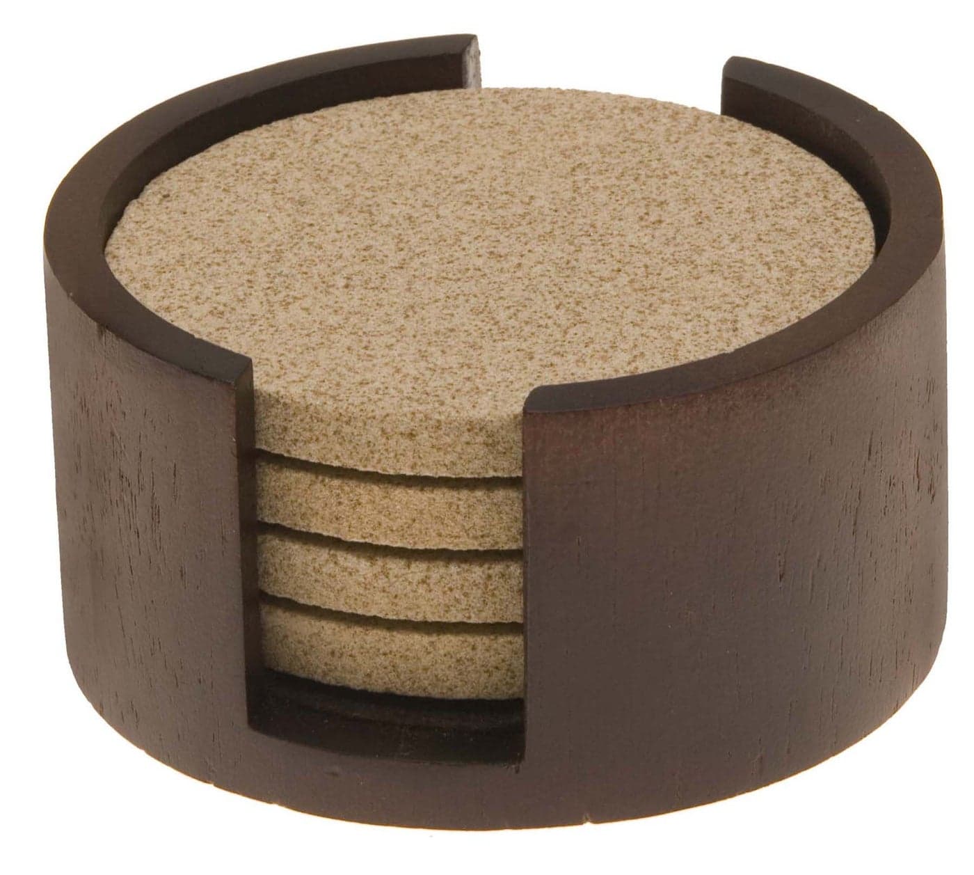 Thirstystone Dark Walnut Wood Coaster Holder 475 Diameter Holds 4 Round Coasters