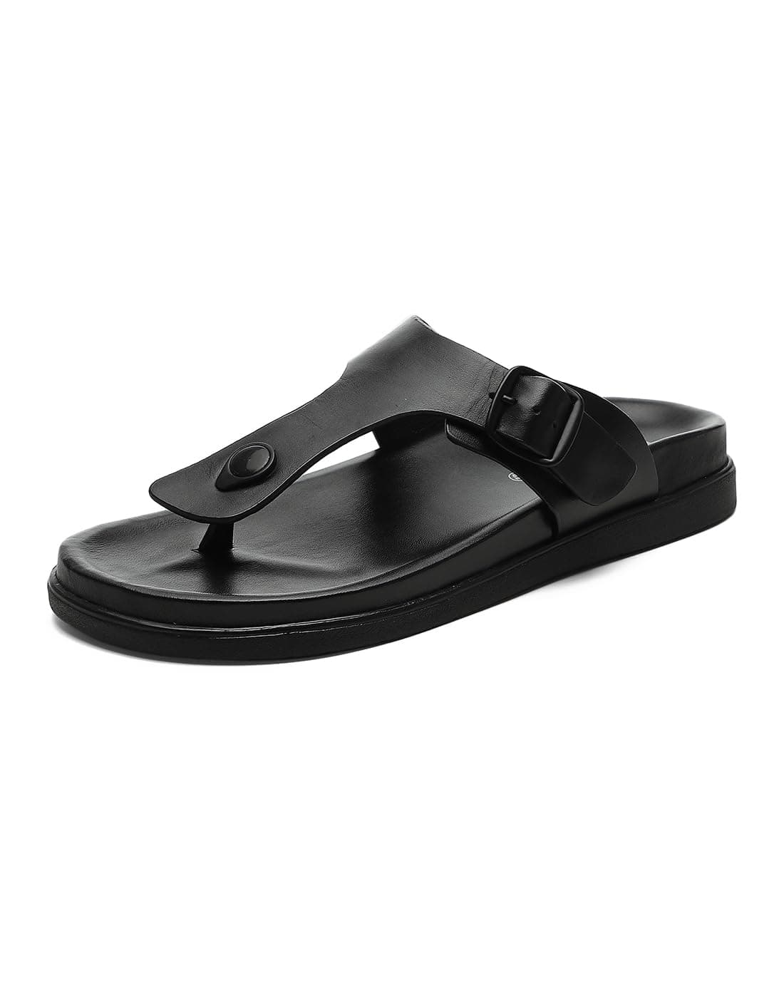 Monte Carlo Mens Black Solid Leather Comfort Casual Slippers (201838FW-1-10)