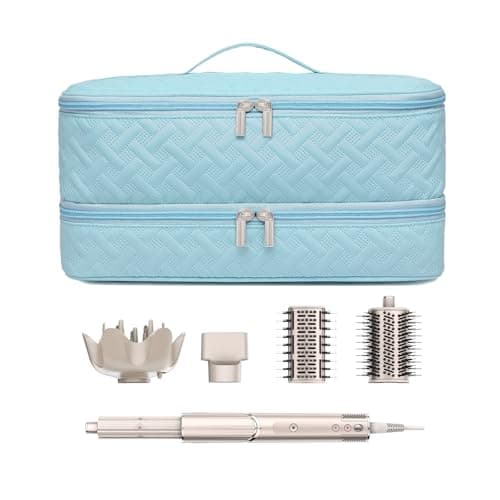 ARLMEGOR DoubleLayer Travel Carrying Case for Hair DryerShark FlexstyleDyson Airwrap and Hair Styler Attachmentst Portable Storage Organizer Bag Hair Tools Travel Bag Blue