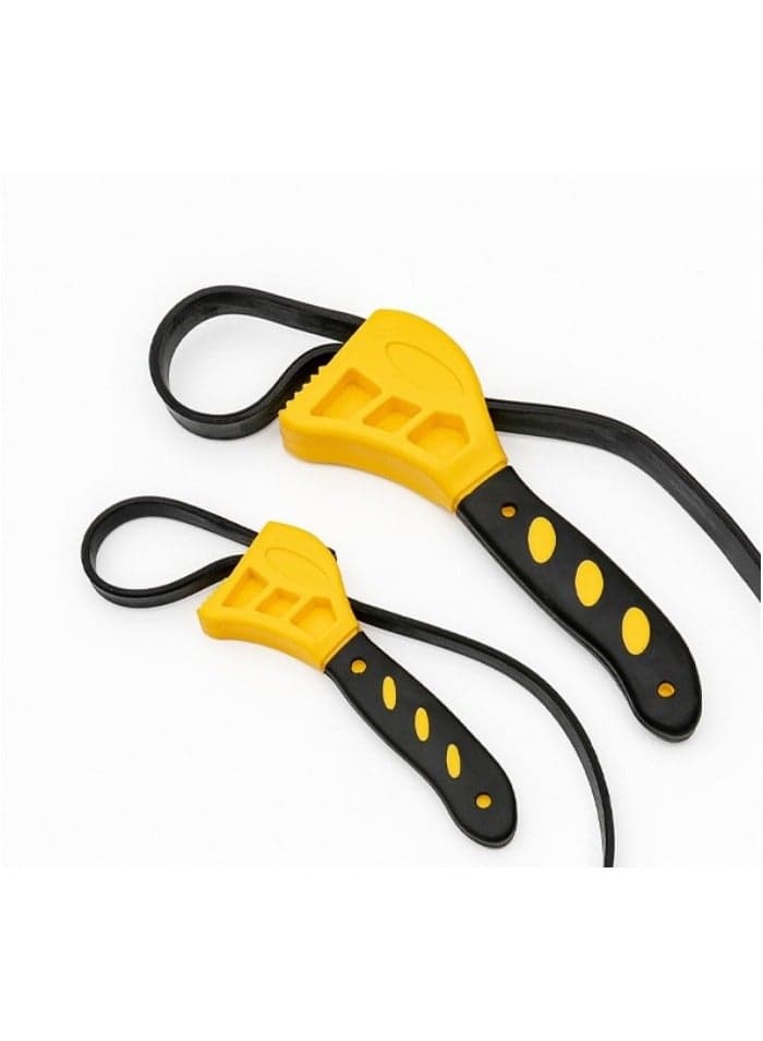 Adjustable Strap Wrench Set - Non-Slip Rubber Belt for Pipe Maintenance/Oil Filter/Jar Opening, Ideal for Weak Grip