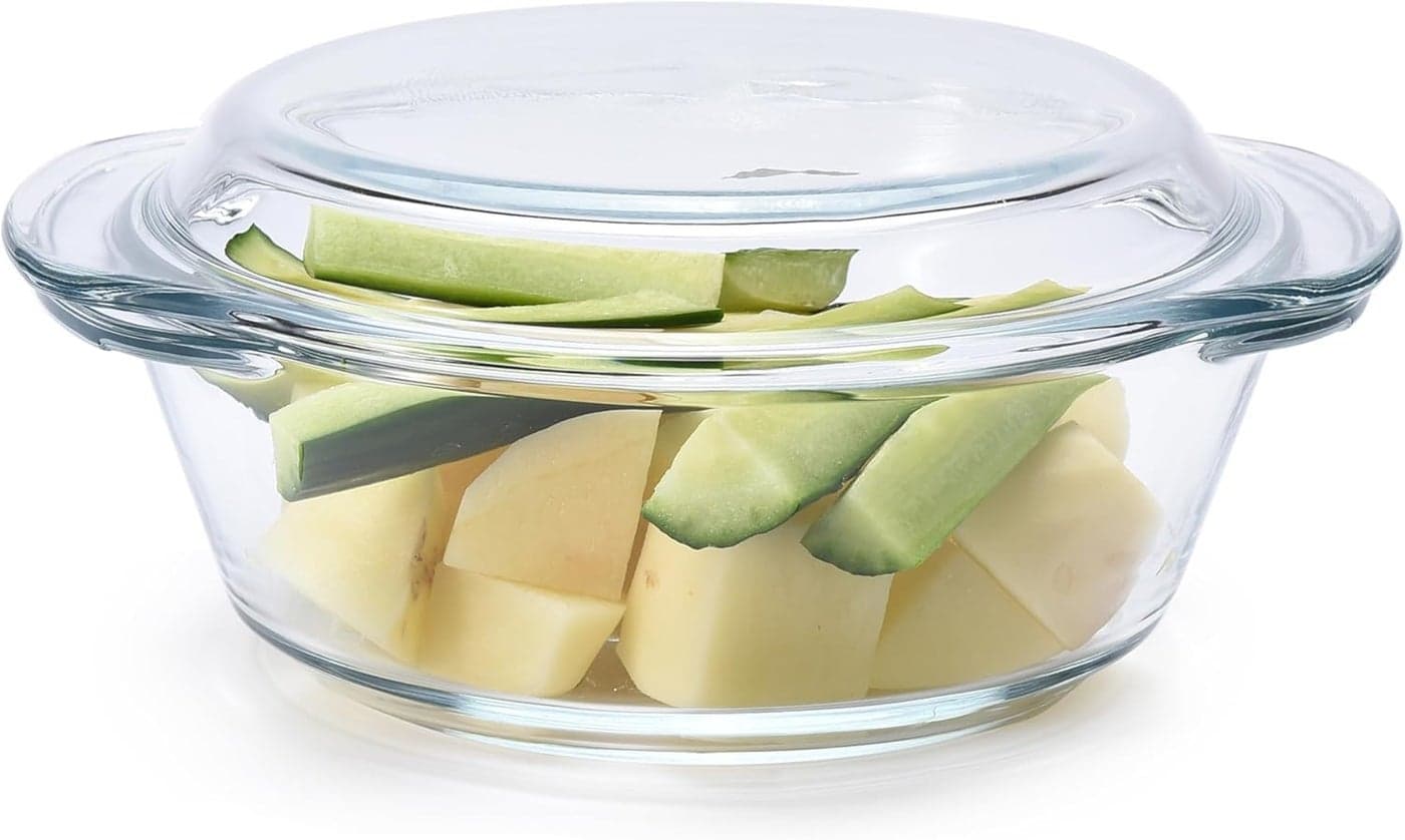 Femora Borosilicate Serving Bowl 1 Year Warranty Glass Casserole Set Glass Bowl with Lid Microwave Safe Bowl Set Dishwasher and Freezer Safe Deep Round Pack of 12000ML